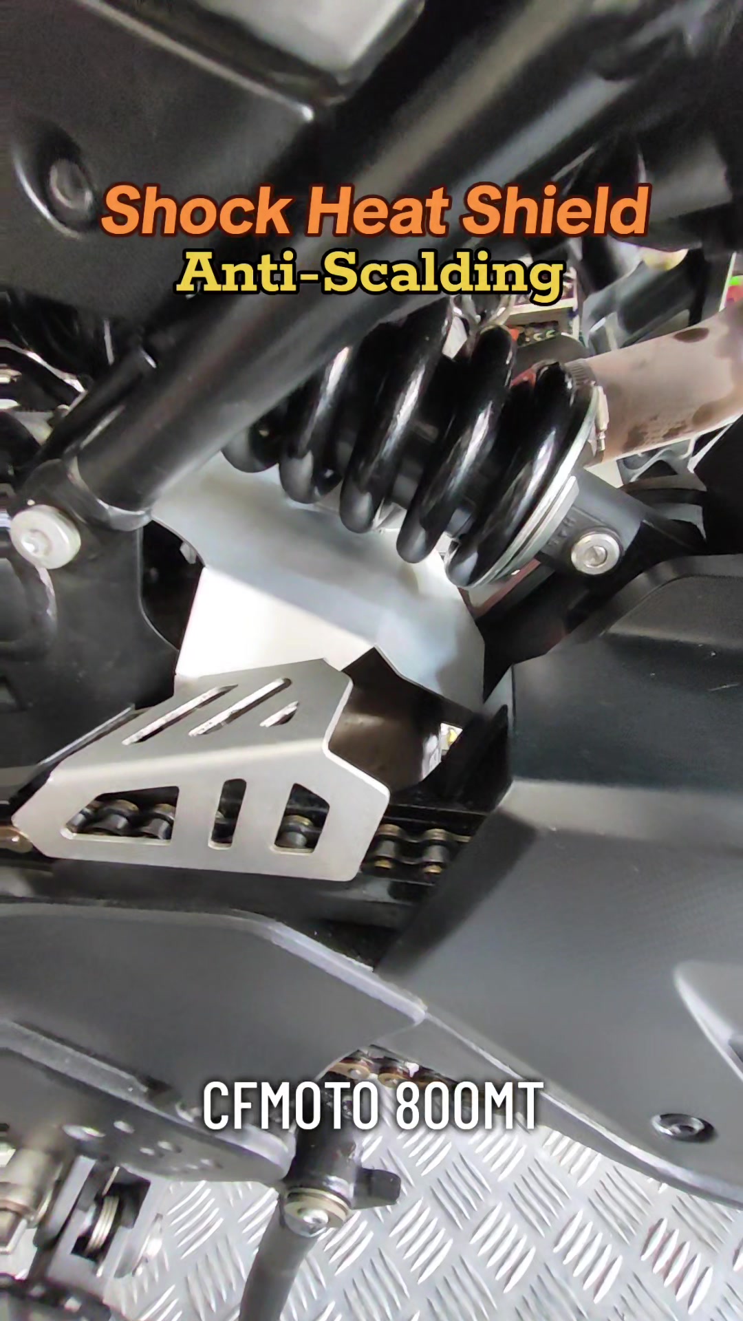 CFMOTO 800MT: monoshock heat shield install